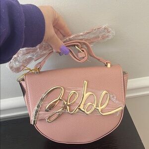 Bebe Blush Pink Crossbody Bag with Gold Accent